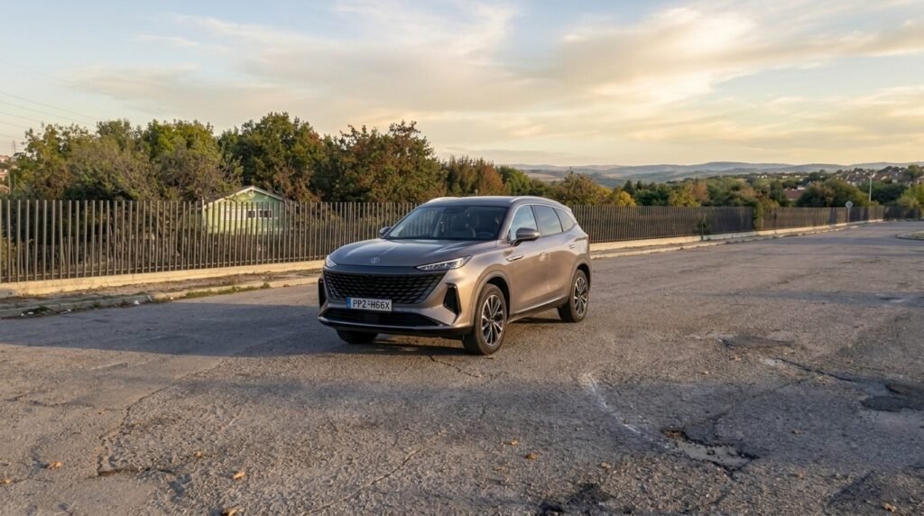 MG S9 PHEV visto de frente en tres cuartos