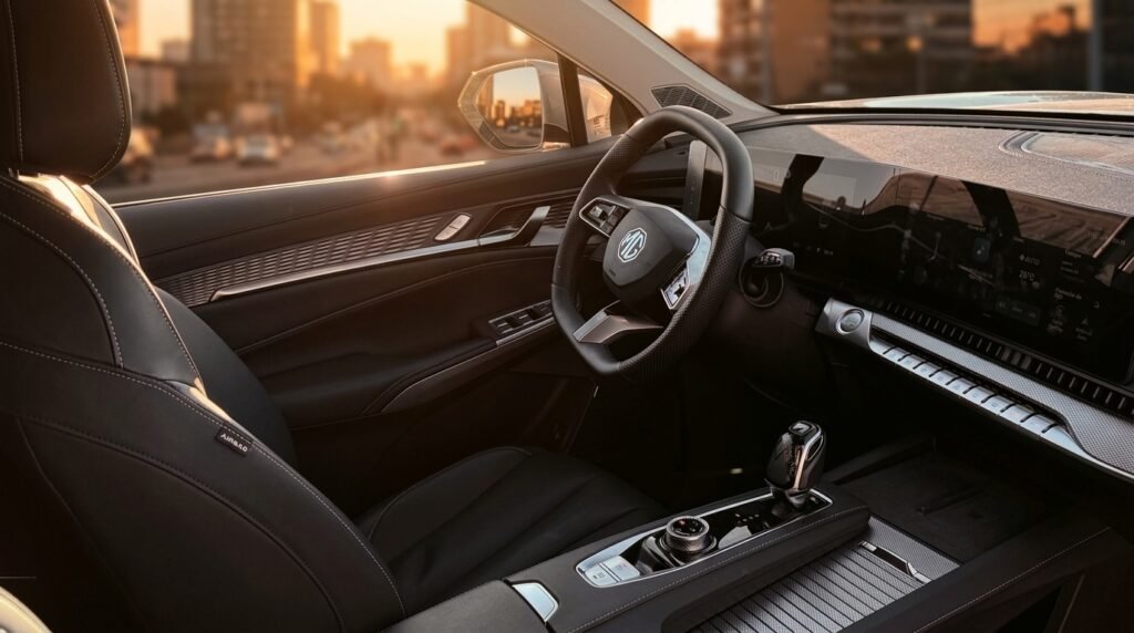 Puesto de conducción y consola central del MG S9 PHEV