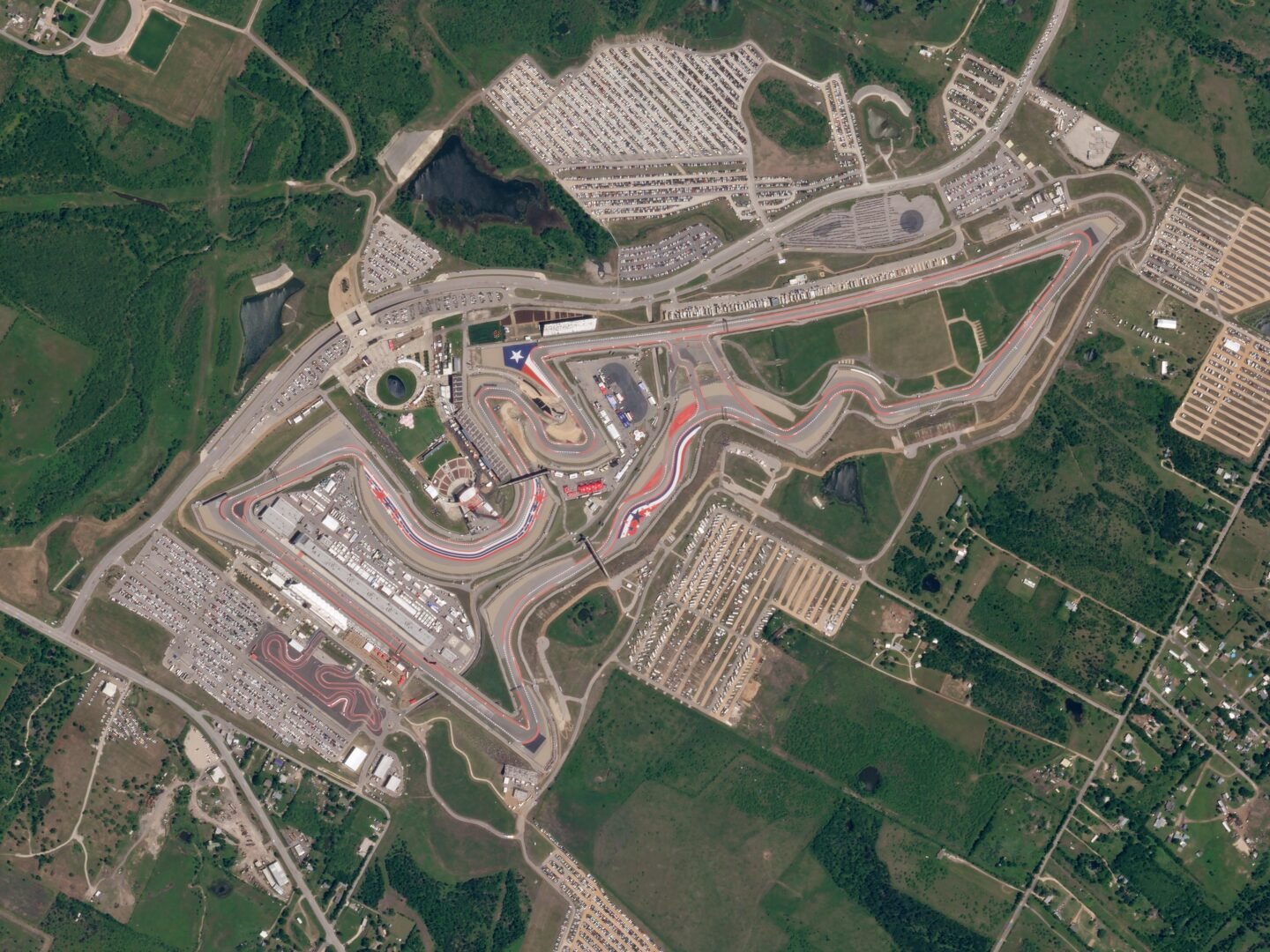 Vista por satélite del Circuito de las Américas, en Austin, sede del GP de Estados Unidos de F1
