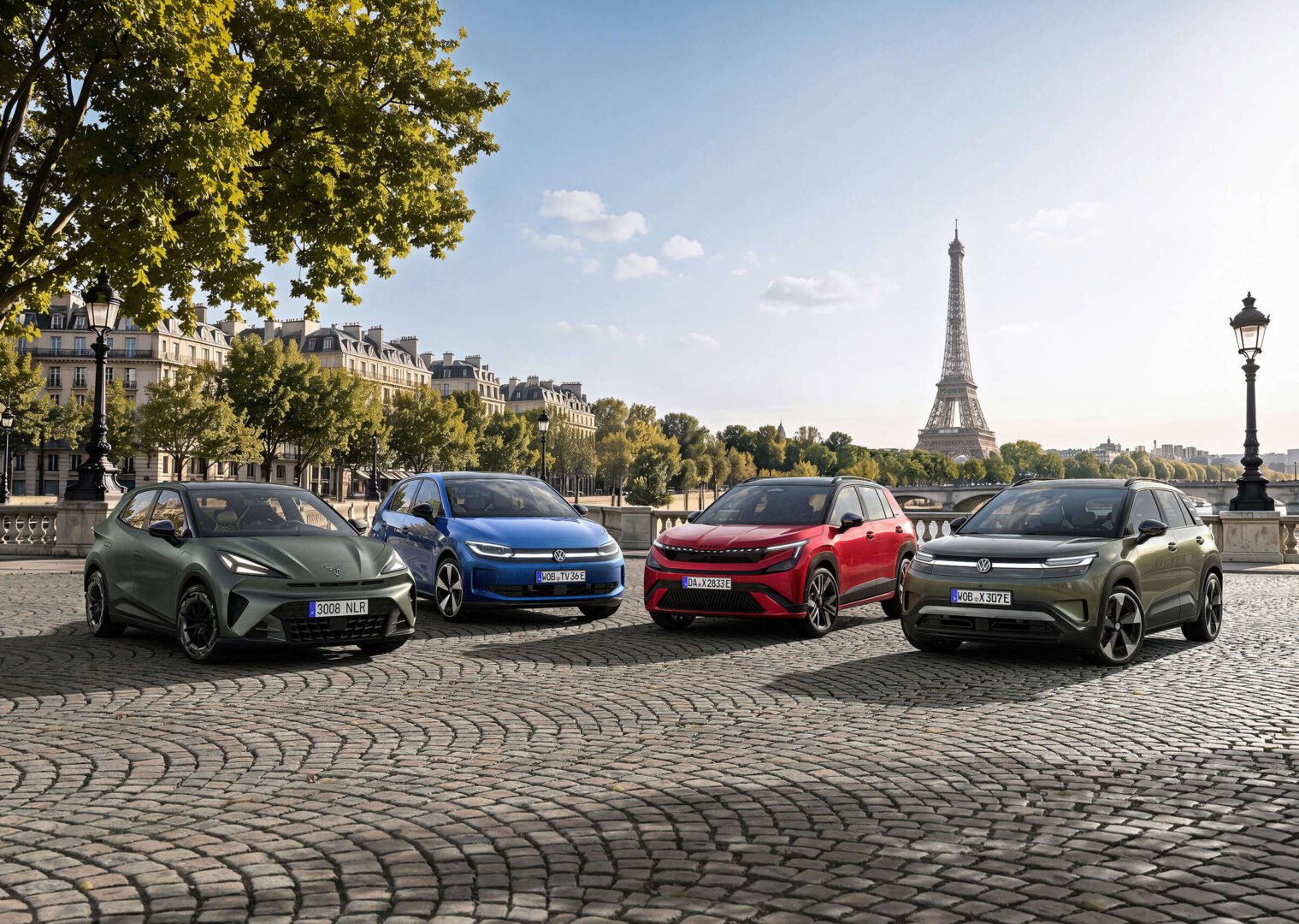 Cupra Raval, Volkswagen ID. Polo, Skoda Epiq y Volkswagen ID. Cross juntos en París