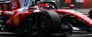 Charles Leclerc con el Ferrari número 16 y neumático blando Pirelli en los libres del GP de México de F1 2026