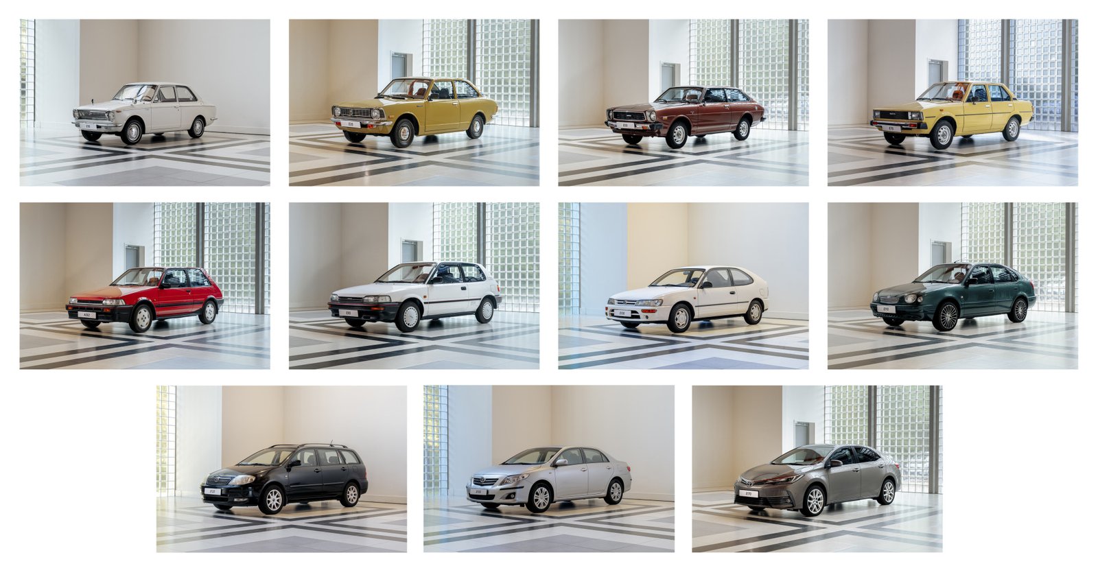 Las doce generaciones del Toyota Corolla reunidas